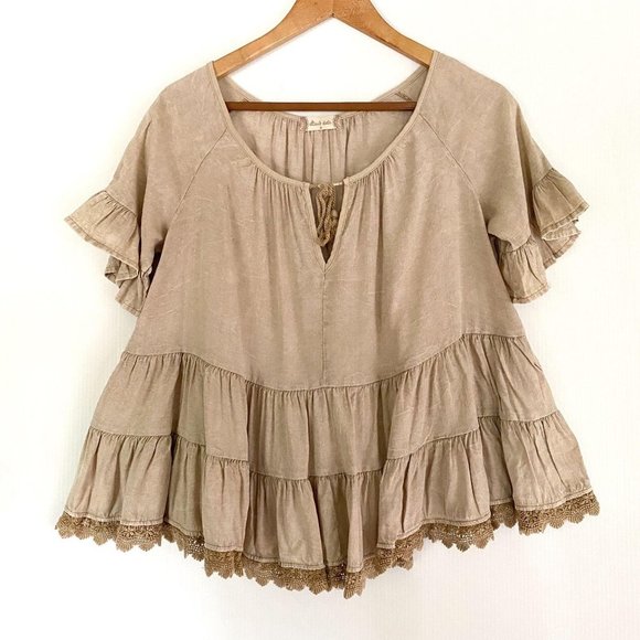 Altar’d State‎ alter’d babydoll swing top beige S - Picture 4 of 8